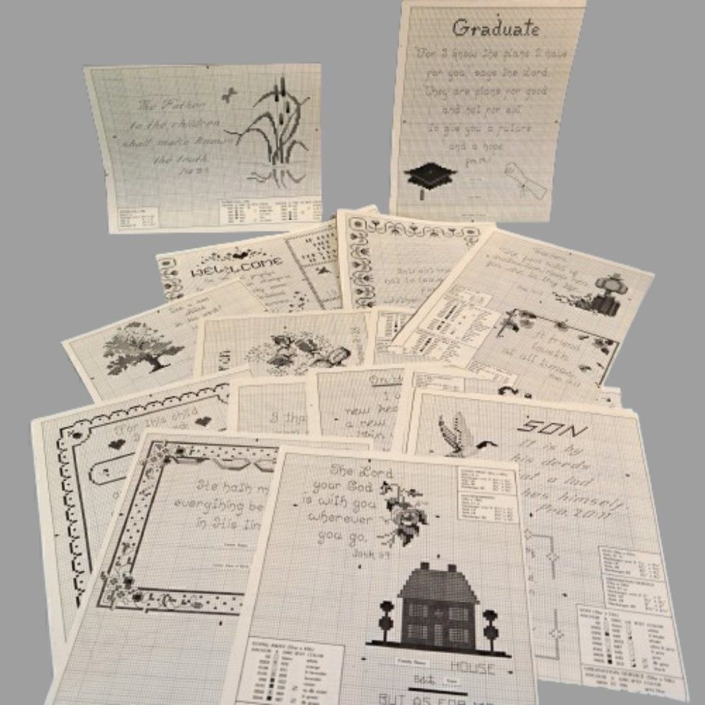 Cross Stitch Patterns 18 Assorted Photocopied Patterns